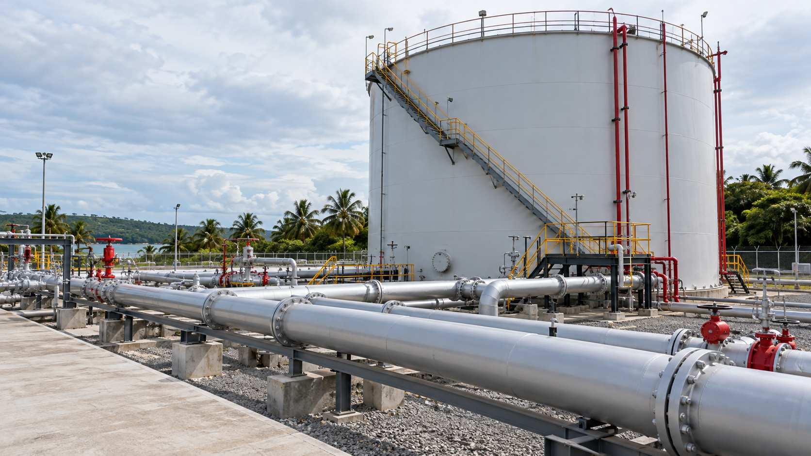 Above-ground storage tank and industrial piping